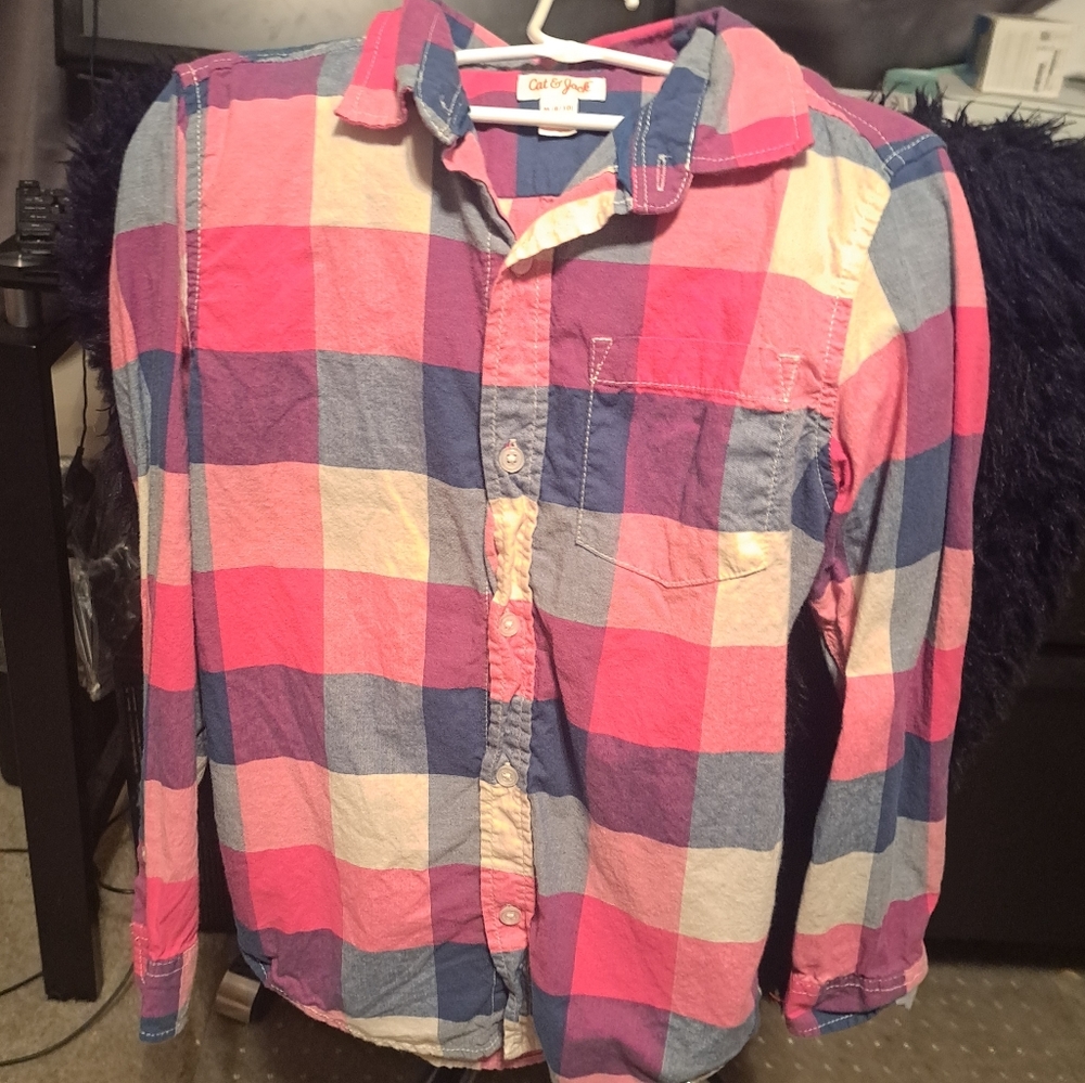 Girls Plaid button up shirt